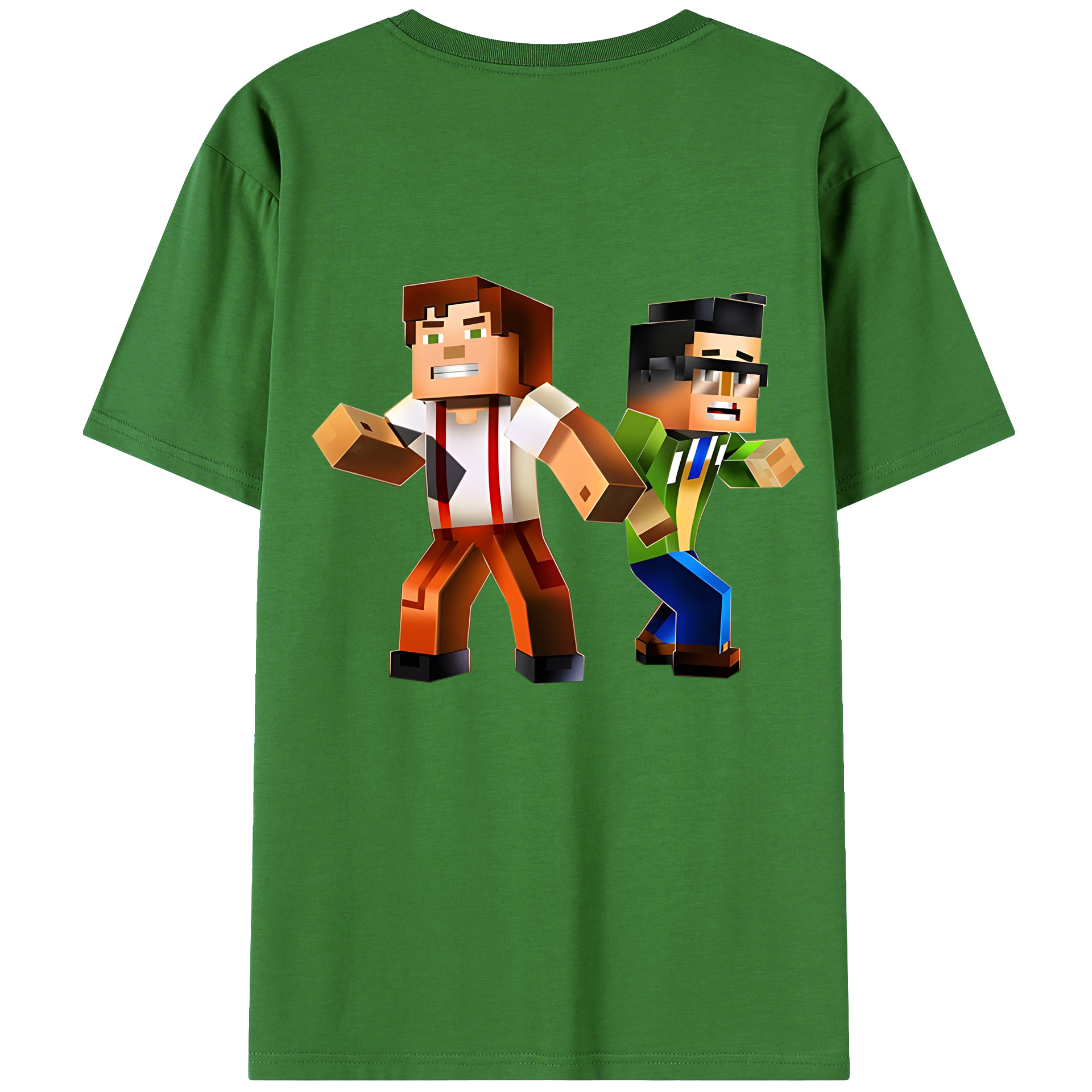 （画像用） マインクラフト ブロックの世界 Minecraft MC Block world レディース半袖Tシャツ(バックプリント)